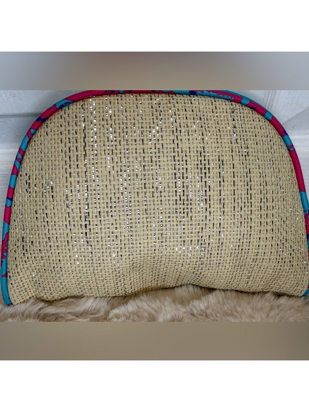 BEBE COSMETIC BAG SEMI CIRCULAR WITH BLUE AND PINK TRIM - Picture 3 of 11